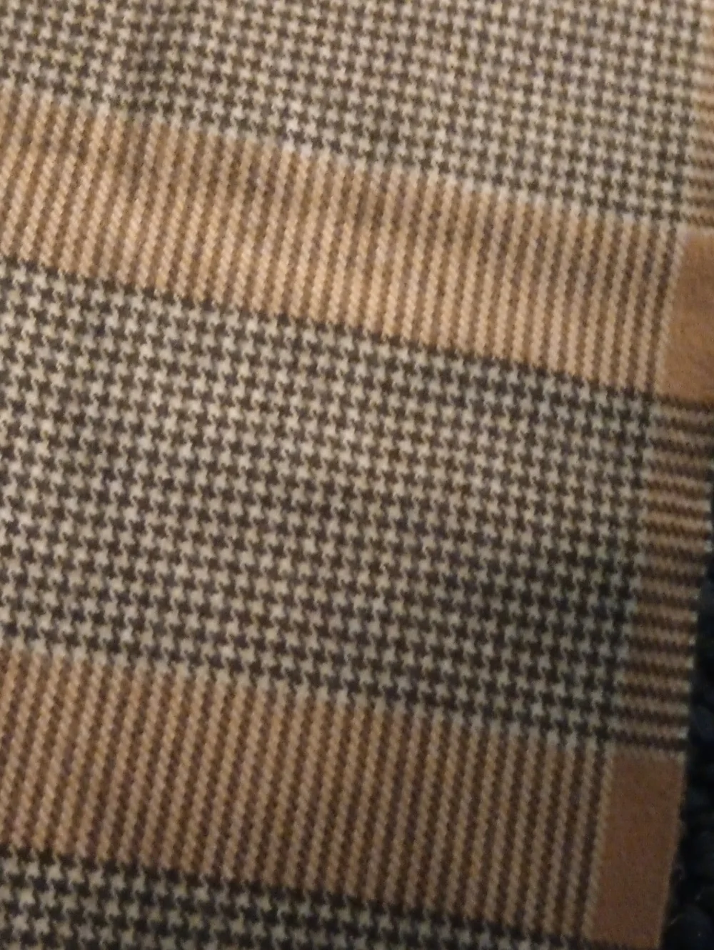 Women's 85% Cashmere Tan and Black Stripe Scarf Made In Scotland